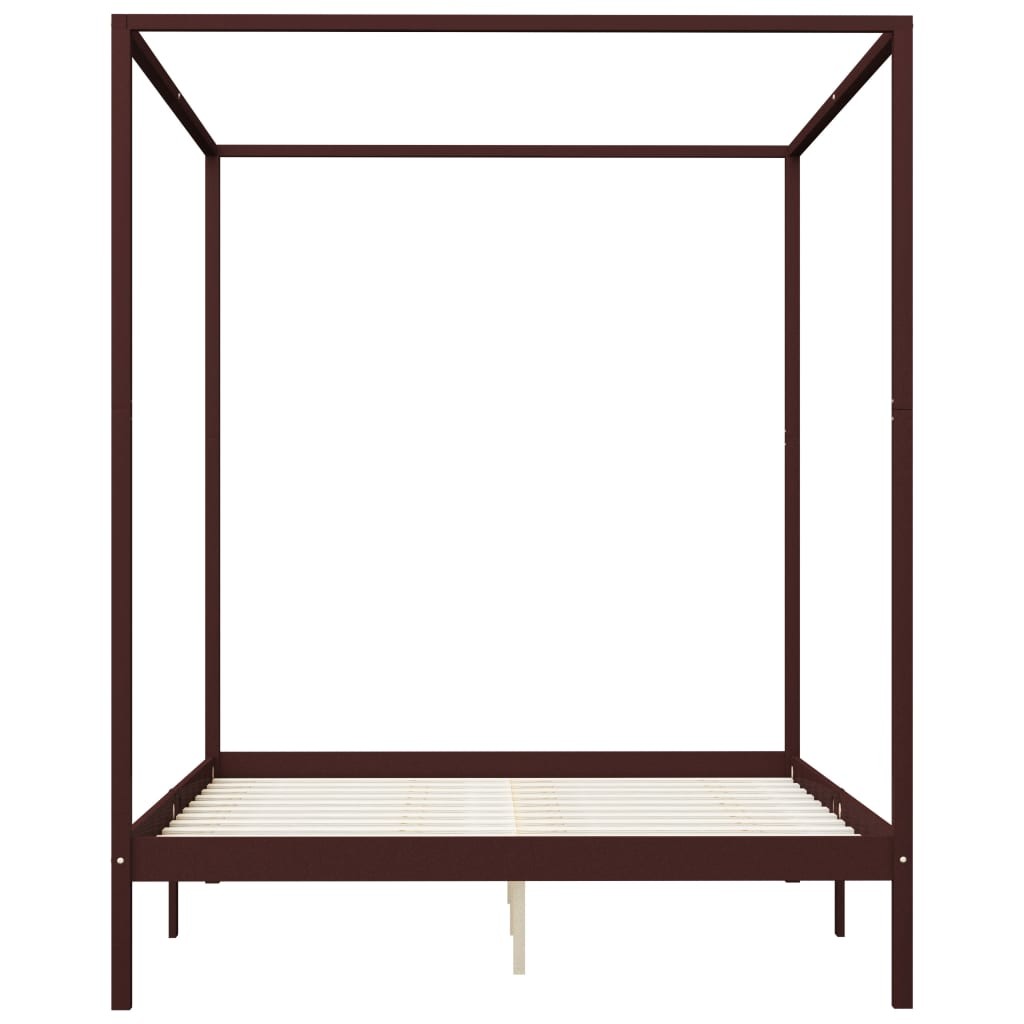 Canopy Bed Frame with 2 Drawers Dark Brown Pine Wood 160x200 cm